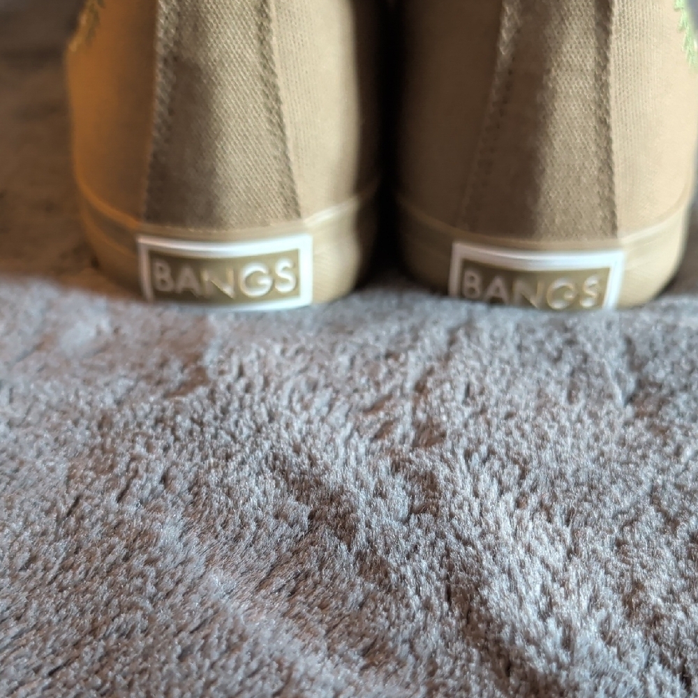 BANGS Embroidered High-Top Sneakers in Tan - Picture 6 of 8